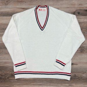 60s Vintage V-Neck CRICKET POLO TENNIS Preppy Sweater Jumper Ivy League College